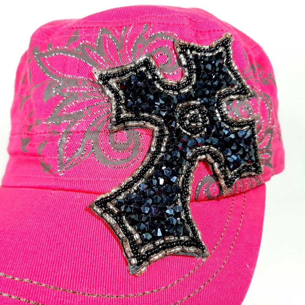 Kbethos Women's Cap Hat Cross Embellished Pink One - Picture 2 of 8